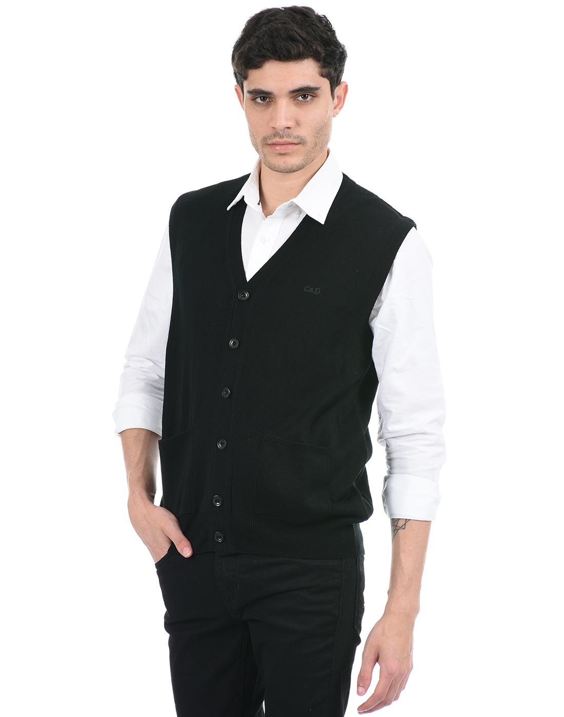Cloak & Decker by Monte Carlo Men Black Cardigan
